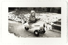 Vintage Old 1940 Photo AND Negative of a Little Girl Riding PEDAL CAR Airplane