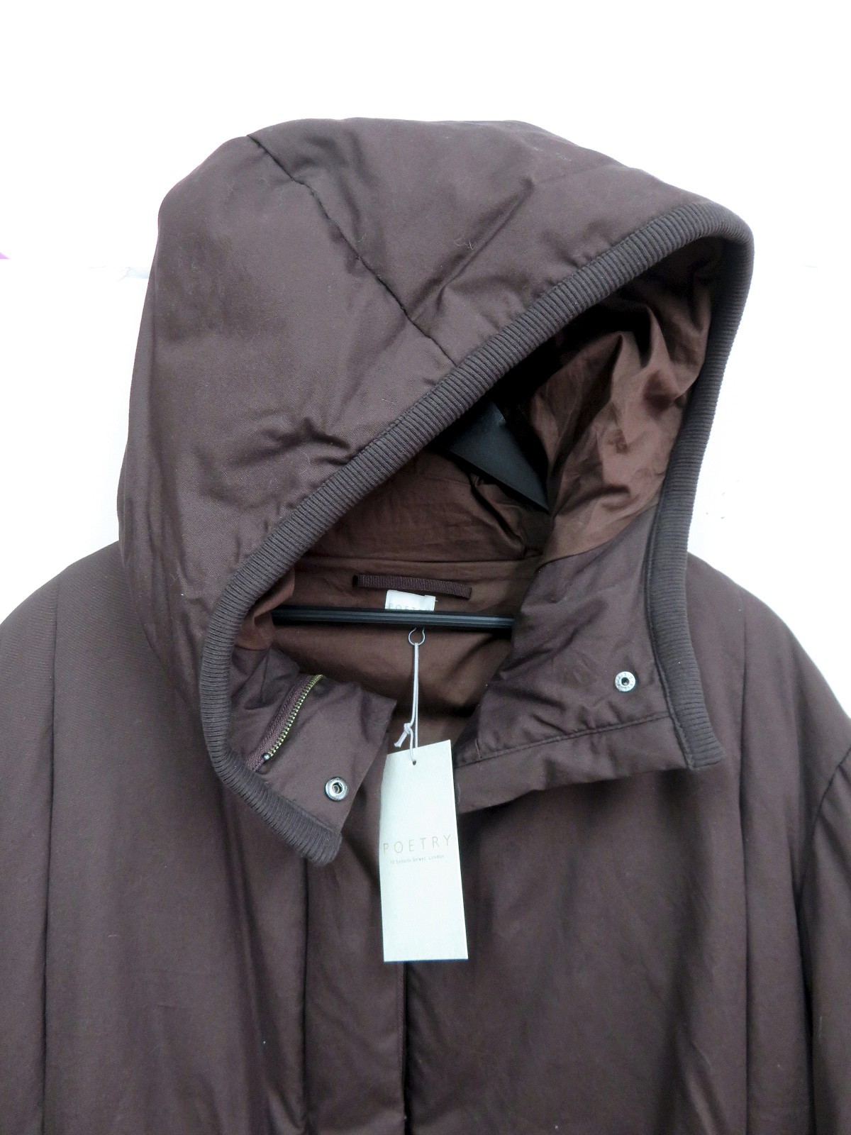 RRP £399 POETRY 14-16 UK (Chest 62 cm) Fig Brown 100percent Cotton PADDED DOWN COAT image 9