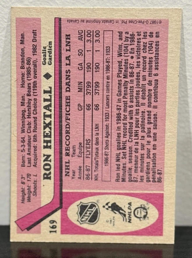 1987-88 O-Pee-Chee Set-Break #169 Ron Hextall (PD) NrMt - Image 4 of 4
