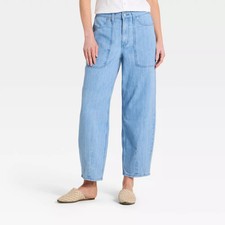 Women High-Rise Easy Barrel Leg Jeans - Universal Thread Blue 00