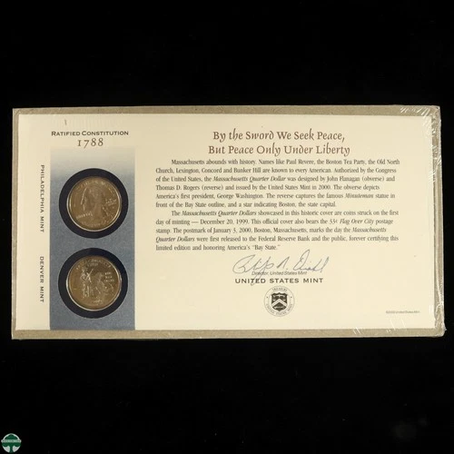 US Mint 2000(P&D) Massachusetts State Quarter First Day Cover