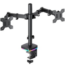 RGB Dual Monitor Desk Mount, Monitor Stand with 3 USB Ports, Charging and USB...