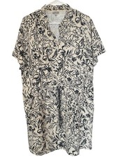 T by Talbots Womens 1X Garden Floral Half Zip Dress UPF 50 Stretch Utility