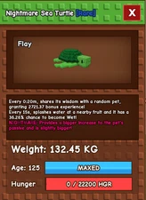 Godly Nightmare Sea Turtle 132.45kg 20s Cool Down 💥 Grow A Garden💥