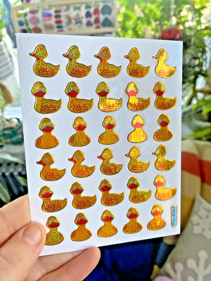 Sparkle Retro Ducks Sticker Sheet (1 Sheet, 4x5 In., .5-.75 In. Stickers)