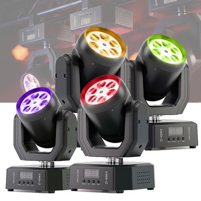 Portable 80W Moving Head Wash Light 6 Colors Effect Remote Sound Strobe DMX/RDM