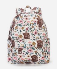 Girls Mini Multicolor Floral Highland Cow Can...