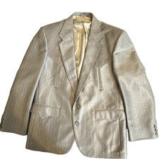 Vintage Circle S Dallas Western Style Suit Jacket Blazer 40S Gray USA Faux Suede