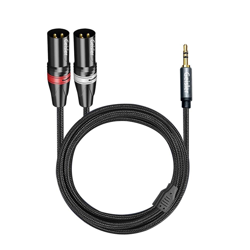 2Pcs 3.5mm TRS Stereo to Dual XLR Male Y-Splitter Cable Low Noise Audio Cable
