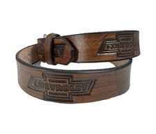 Handmade Chevrolet Embossed Design Leather Belt Size 30-52