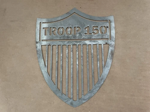 Vintage TROOP 150 Metal Shield Sign Boy Scouts Minerva OH