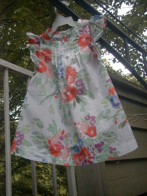 Little Girl's 100% Cotton Floral Butterfly Sleeve Smocked A-Line Dress 2T