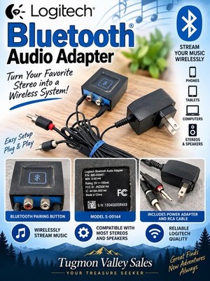 Logitech Bluetooth Audio Adapter S-00144 Wireless Receiver RCA Tested Working
