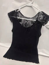 Ana A New Approach Petite PM Black lacy tank top