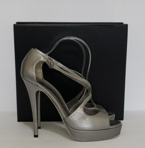 SAINT LAURENT Nuovissimi sandali YSL cinturino a croce tacchi alti taglia 40 1 2