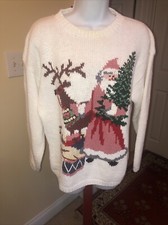 VINTAGE Orvis Beautiful Santa Sweater Women . Christmas. Size M