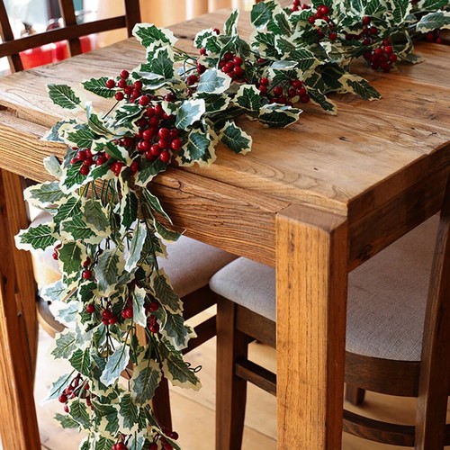 Christmas Garland Holly Leaf Berries Winter Fireplace Hanging Party Decor UK - Picture 2 of 13