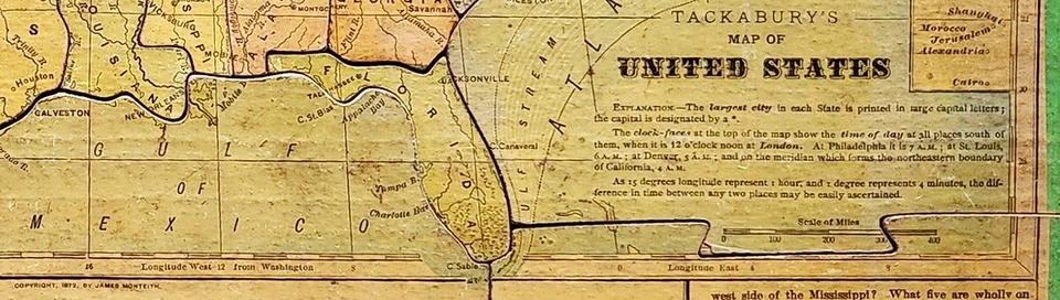 Rompecabezas diseccionado 1872 N. Tackenberry Co de los Estados Unidos, mapa de James Monteith Foto 2 de 4