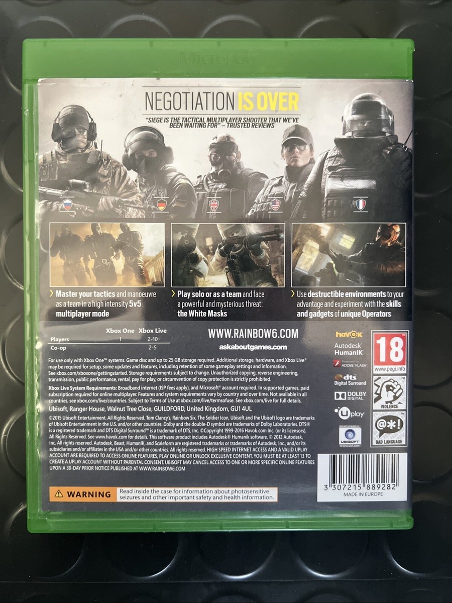 Jeu Tom Clancy's Rainbow Six Siege - Microsoft Xbox One - Boîte Et Manuel