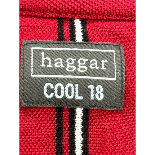Haggar Cool 18 Vintage 2004 Golf Poloshirt L rot schwarz weiß gestreift kurzärmelig neu mit Etikett - Bild 4 von 13