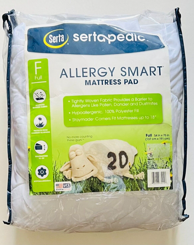 Serta Sertapedic Allergen Smart Top Mattress Pad White Full Size 54"X75" - Picture 3 of 6