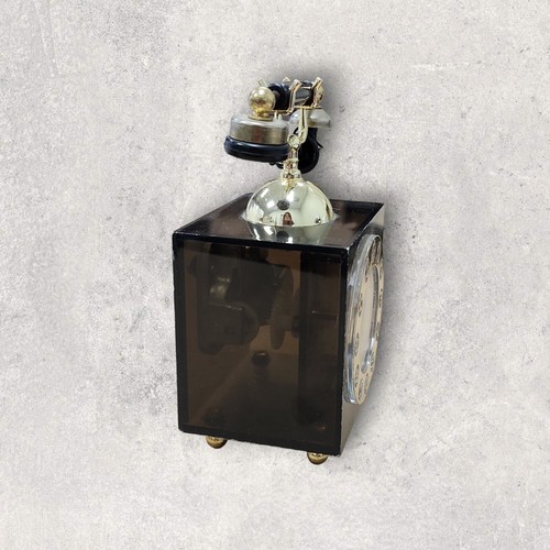 Vtg Clear Black Lucite Telephone Music Box Spinning Clock "Chariots of Fire" - Picture 6 of 8