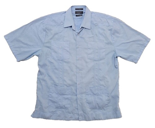 Camicia Uomo Milano Italy Manica Corta 6XL (53-54) - Comfort Fit Blu/Grigio