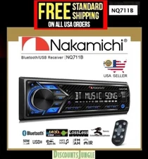 Nakamichi NQ711B 1-DIN Bluetooth USB AUX Radio Car Stereo Media Receiver+ Remote