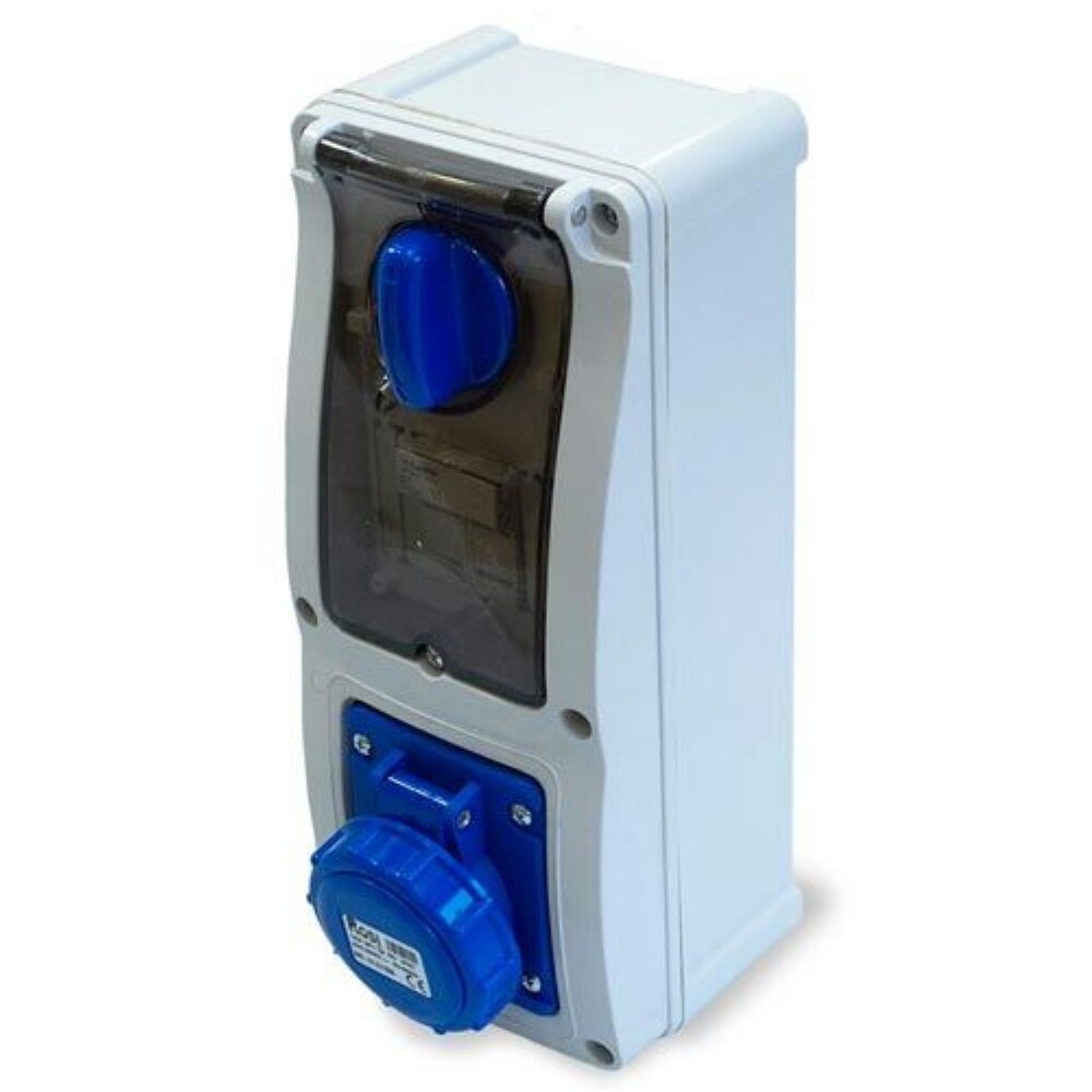 Presa industriale fissa interbloccata da parete con portafusibili 10,3x38 IP67