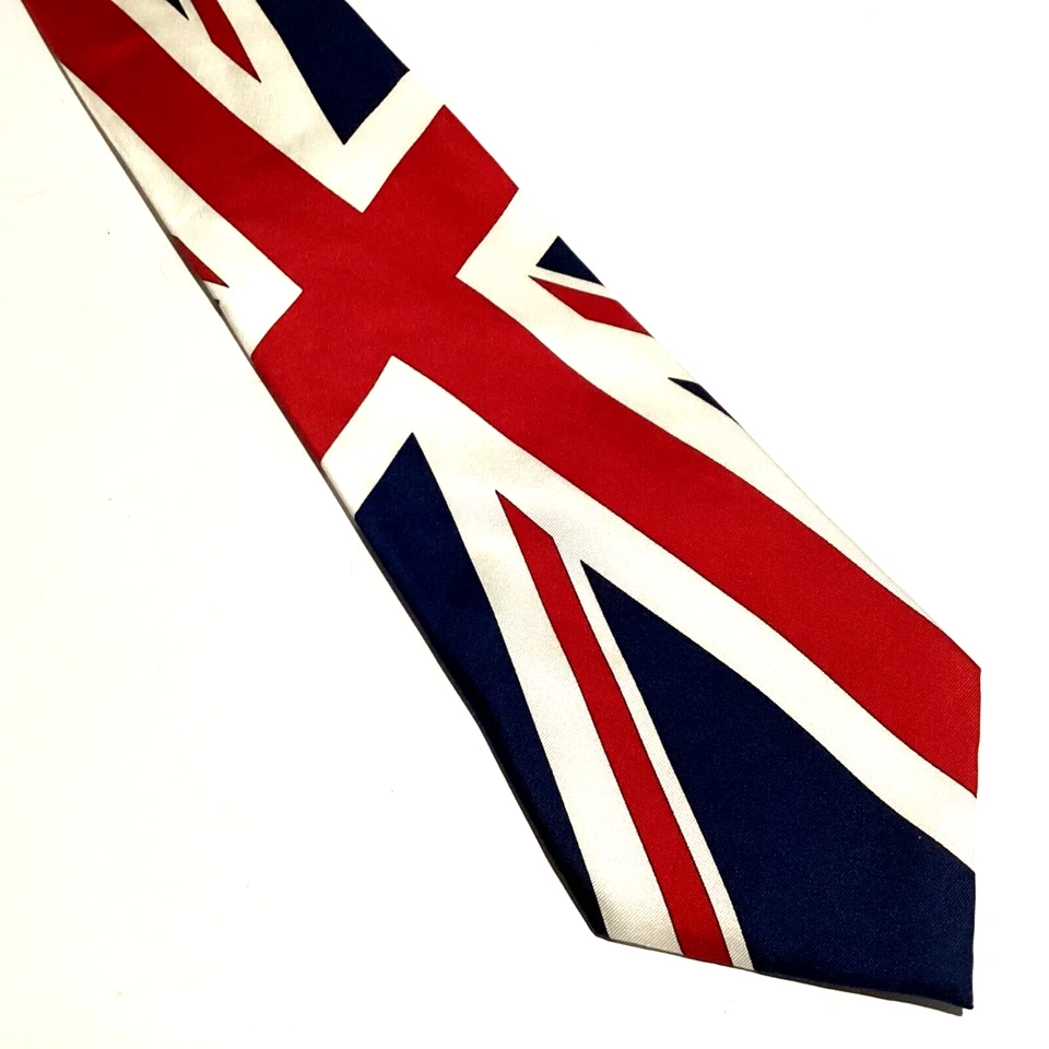 Corbata clásica Fox & Chave Silk Repp con patrón de bandera de Gran Bretaña hecha en Inglaterra Foto 4 de 4