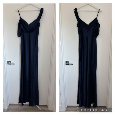reformation navy blue silk dress Pernille Silk Dress