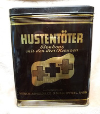 schöne alte Blechdose HUSTENTÖTER Bonbons Bonbondose Husten  1960 M. A. Speyer