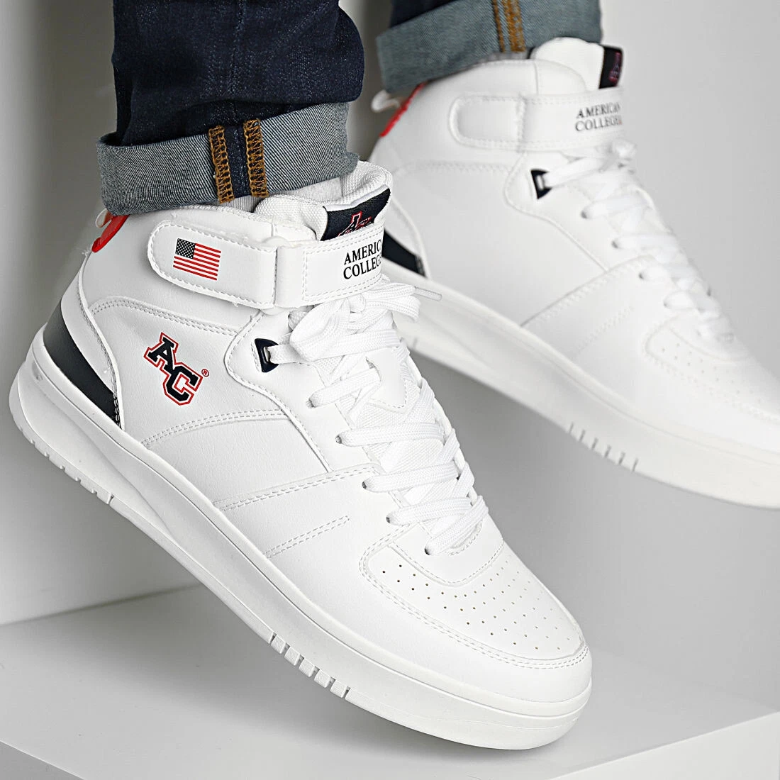 AC® American College Men's Sneakers Mid Shoes USA New York Brooklyn Basketball