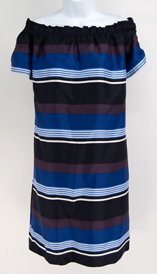 banana republic striped off the shoulder dress NWT Banana Republic Off-the-Shoulder Stripe Maxi Dress Blue sz m