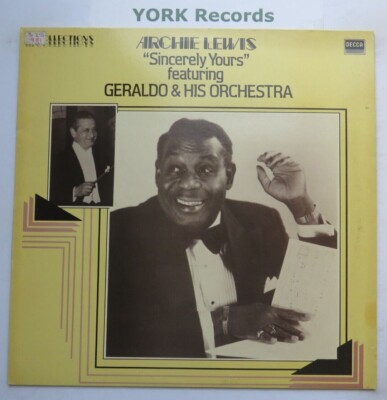 ARCHIE LEWIS - Sincerely Yours - Ex Con LP Record Decca Recollections RFL 16