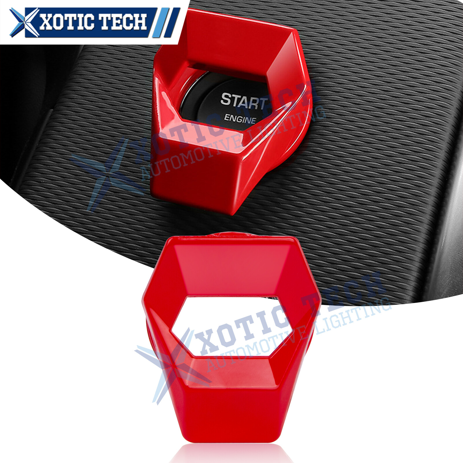 Glossy Red Alloy Engine Start Stop Switch Button Cover Ring Car Interior Trim