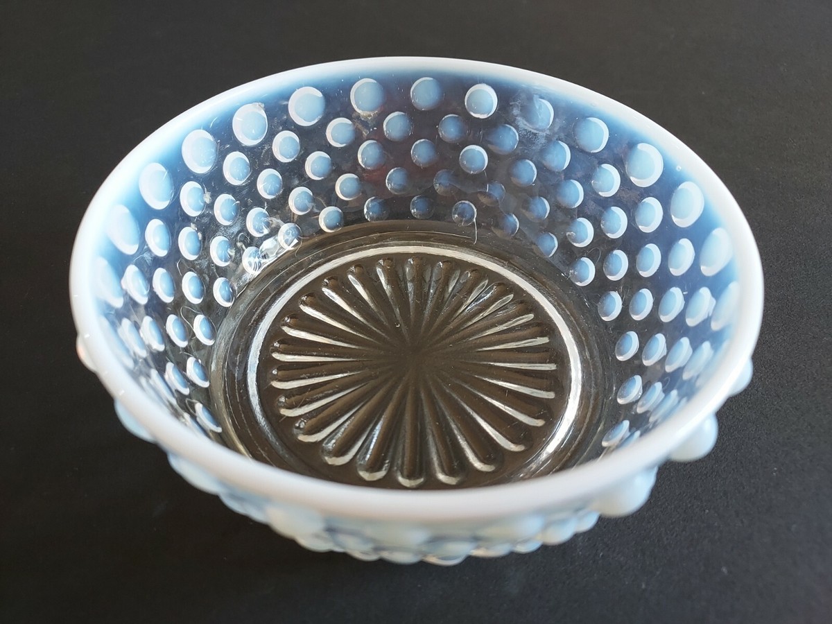 Vintage Fenton Moonstone Opalescent Hobnail Small Curio Bowl. Nice