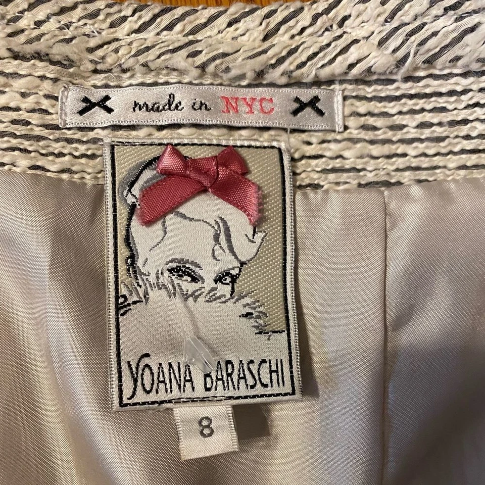 Yoana Baraschi Hecho en Nueva York Rayas Texturizado Crema y Gris Falda Lápiz Foto 4 de 4