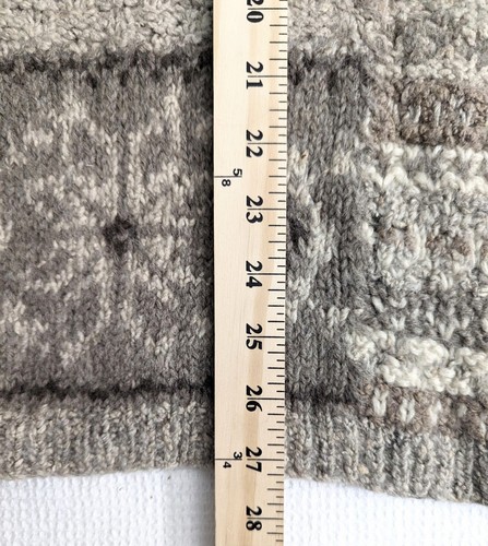Vtg Jones NY Sport 42X27 Heavy HandKnit Wool Blend Patchwork Sweater Taupe Beige - Picture 8 of 9