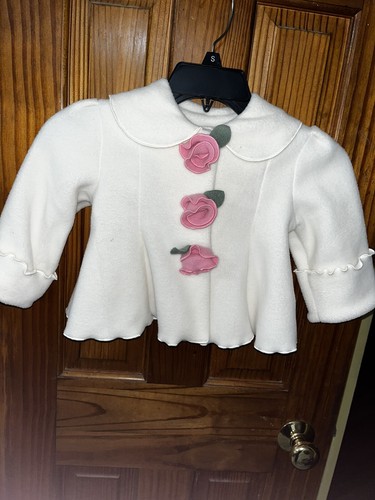 ADORABLE Baby Toddler Mack & Co. Ivory Fleece w/Roses - Sz. 18 Mo. Jacket w/Hat - Picture 2 of 6