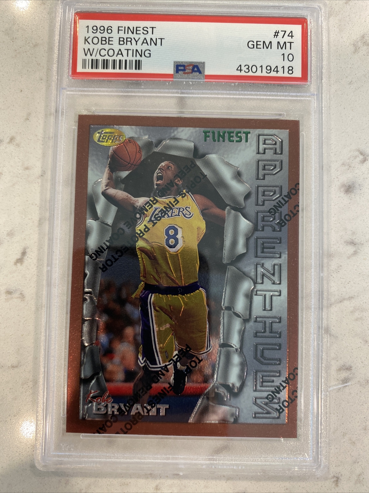 1996 Topps Finest Kobe Bryant #74 with Coating RC Rookie PSA 10 No Hulking  | eBay