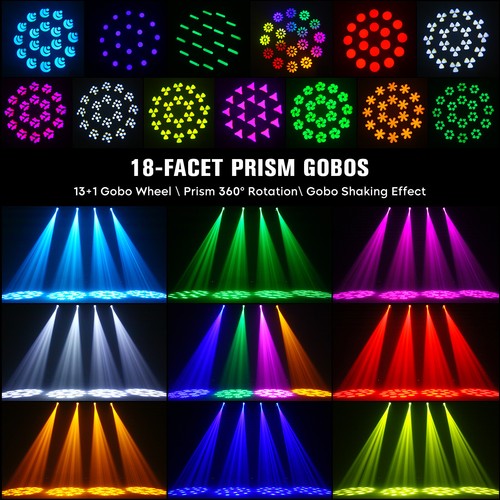 4PCS 200W ZOOM LED Moving Head DJ Light Beam DMX 18Prism Gobo Party Stage Lights - Picture 4 of 22