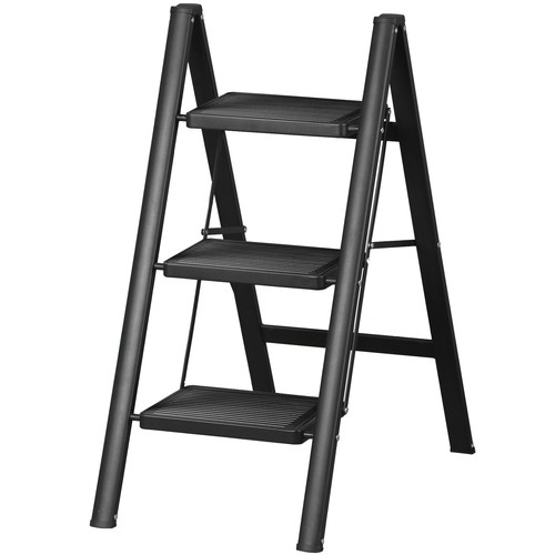 Step Ladder Folding 3 Step Stool w/Wide Anti-Slip Pedal 330lbs Lightweight Black - Picture 12 of 21