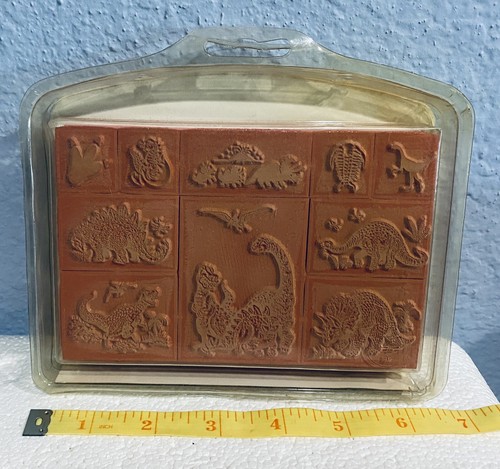 Rubber Stamp Set Dinosaur Foam Brachiosaurus Velociraptor Stegosaurus 10 Piece - Picture 4 of 4