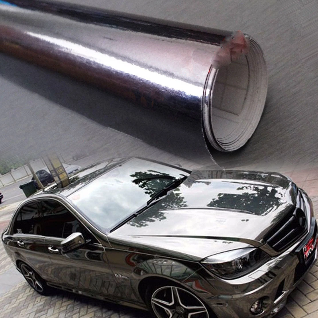 152cmx30cm Dark grey Car Glossy Chrome Mirror Vinyl Wrap Film Roll Sheet  Sticker