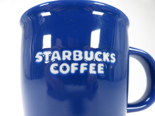 Starbucks Coffee Bone China Blue Coffee Mug, Embossed White Logo 2009 - Picture 6 of 23