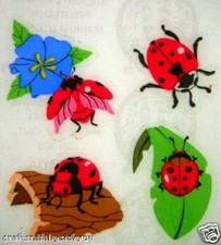 VINTAGE Sandylion Very Rare Mylar LADY BUGS  LEAVES Scrapbooking Stickers G70