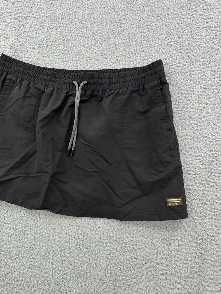 Falda de natación LL Bean para mujer cubierta negra sin forro bolsillos grandes cordón Foto 2 de 4