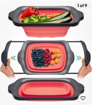 XL Large Kitchen Strainer by Comfify - Collapsible Silicone Over-The-Sink Freshp