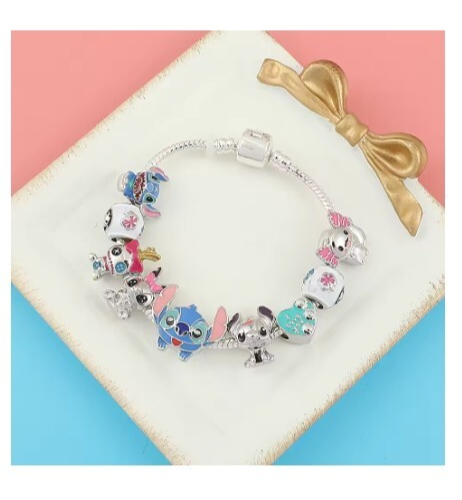 LILO & STITCH 925 SILBER Bettel Armband Charm Murano Sicherheitskette Anhänger - Bild 4 von 5